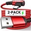JSAUX Cavo USB C [2M 2 Pezzi], Angolo Retto 3A Carica Rapida Cavo USB Tipo C Intrecciato in Nylon Compatibile con iPhone 16 15 Pro, Samsung Galaxy S24 S23 S22 S20 S10, A55 A73, Redmi Note 14-Rosso