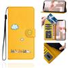 Jeffene Custodia Portafoglio a Libro per Samsung Galaxy A52 4G/5G/A52S (6,5 Pollici) con Porta Carte,Gatto Carino - Pelle PU Antiurto + Supporto Stand,Cover Libro Flip con Chiusura Magnetica,Giallo