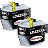 HenceBuy (3000 pagines XL LC422XL Nero Cartucce d'inchiostro Compatibile per Brother LC-422XLBK LC422BK LC422 Black Cartuccia per Stampante MFC-J5740DW MFC-J5340DW MFC-J6540DW MFC-J6940DW (2 Nero)