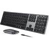 seenda Tastiera e mouse senza fili, multi-dispositivo USB e tastiera Bluetooth, set di mouse per PC, tastiera wireless ricaricabile ultra sottile con mouse per Windows/Mac OS/Android, layout QWERTZ