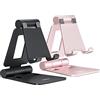 NULAXY Supporto doppio pieghevole per telefono cellulare, 2 pezzi, phone stand regolabile compatibile con iPhone 14 13 12 11 Pro Xs Xs Max Xr X 8, tutti i telefoni, nero oro rosa