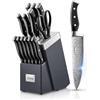 D.Perlla Set di Coltelli da Cucina con Tecnologia Avanzata di Affilacoltelli, 14 Pezzi, Set di Coltelli in Acciaio Inossidabile, Ceppo Coltello in Legno, Coltello da chef, da pane, Forbici da Cucina