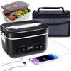 Fagalil Porta Pranzo Riscaldato Senza Fili, Porta Pranzo Elettrico a Batteria da 1,2 L per Adulti, Scaldavivande Portatile in Acciaio Inox con Stoviglie e Borsa Termica per Auto Lavoro Viaggio Casa