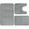 Umllpet Tappetino da Bagno Antiscivolo Set da 3 - Lavabile e Assorbente per Doccia, WC e Vasche da Bagno Protezione Sicura e Comfort(Grigio chiaro)