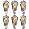 KANQIAO Lampadina Vintage E27, Lampadine e27 luce calda dimmerabile ST64 6W E27 Lampadina LED Edison Vintage ideale per l'illuminazione nostalgica e retrò nel bar di casa, vetro grigio - 6 pezzi(3PBT2)
