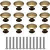 Bgfaquri Set di 12 pomelli per mobili vintage in ottone antico, pomello per cassetti in lega di zinco, maniglie rotonde per armadietti, armadi, cassettiere, cucina, bagno, stile chic ed elegante