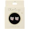 Depesche 13914.013 - Orecchini a perno in oro e rosa, con motivo gatto e pietre glitterate, piccolo regalo