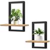 YIYA 2 Pezzi Mensole Sospese da Parete Scaffale da Parete in Legno Mensole Galleggianti per per la Cucina, la Camera da Letto, il Bagno, Soggiorno（Beige）