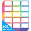 Hebayy 405 Etichette con Nome, Targhette Colorate Scrivibili con Adesivo Permanente per Scuola, Ufficio, Casa, con Linea di Perforazione