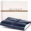 Belcraft Tivoli Diario/Taccuino in Pelle riciclata, Realizzato a mano da Artigiani Toscani, Include Scatola Regalo (12x17 cm) Blu Marino