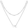 U7 Collana Donna Lettera L e Cuore a Catenina Doppio Strato in Acciaio Inossidabile Collana Iniziale L Colore Argento Regalo per Donna Ragazza Compleanno Natale