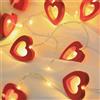 Satiskid Filo di luci a forma di cuore in legno bianco caldo, 3 m, 20 LED, alimentate a batteria, per San Valentino, matrimonio, festa della mamma, anniversario, decorazione per interni (rosso)