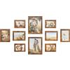 SONGMICS Set di 10 Cornici per Foto, Due 20 x 25 cm (8 x 10 Pollici), Quattro 13 x 18 cm (5 x 7 Pollici), Quattro 10 x 15 cm (4 x 6 Pollici), PS e MDF, Marrone Vintage RPF310X01