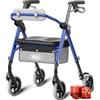 VOCIC Z11 deambulatore per anziani, Max 172 kg, Deambulatore con seduta | Sedia ergonomica con schienale,deambulatore pieghevole con manubrio regolabile in altezza,adatto a tutti & terreni, Blu
