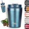 Milu Tazza Termica per caffè 300ml, 400ml, 500ml - Thermo Coffee Mug-to-Go, Tazza da Viaggio Senza BPA, Litri con Isolamento, In Acciaio Inox e Tenuta stagna per caffè e tè (Green, 300ml)