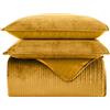 Elegant Comfort Cozy Coverlet - Set di 3 federe trapuntate di peso medio con federe abbinate, velluto di poliestere visone, oro, queen size