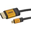 aricona Cavo da HDMI a Micro 2.0/1.4a con connettori placcati in oro e treccia in nylon/alluminio, conduttori in rame nudo (Supporti: Full-HD, 3D, Ultra-HD 4K, Ethernet, Audio Return) di aricona