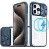 MEIQIBAO Per iPhone 16 Pro Max Assorbimento magnetico Cover Custodia porta scorrevole Protezione della fotocamera Case Antiurto Anti-Graffio Case Elegante copertina trasparente posteriore blu