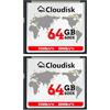 Cloudisk 2-Pack Compact Flash Card 64GB 533X CF 2.0 Scheda Prestazioni per fotocamere DSLR, fotocamere digitali vintage e attrezzature industriali (64GB CompactFlash)