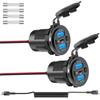 Qidoe 2 PACK Presa Caricabatteria per Auto 90W 4 Porte, Dual PD 36W e Dual Quick Charge 3.0 USB 12 Volt per Auto Impermeabile con Interruttore e Cavo C a C Adatto per Barca Autobus Camion RV Moto