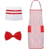 GLEEMEN Set grembiule e cappello da chef, costume da cameriere per uomo e donna, costume da chef anni '50 per adulti, costume da popcorn, per barbecue, cucina, giardinaggio, carnevale, cosplay, festa (B)