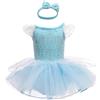Lito Angels Vestito da Principessa Blu Pagliaccetto per Bimba Bambina, Bebè Body Tutina con Fascia, Taglia 0-3 Mesi, Blu