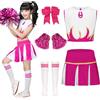 XFOZDM Vestito Cheerleader Bambina Costume Cheerleader Ragazze con Pon Pon Cheerleader e cerchietto per capelli Uniforme da Cheerleader Bambina Carnevale Compleanno Halloween Feste Cosplay，Pink-160