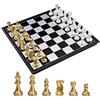 KOKOSUN Set di scacchi magnetici con scacchiera pieghevole in oro e argento, conveniente, giocattoli educativi/regalo per bambini e adulti (36 x 36 cm)
