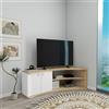 LBSIGN Mobile TV Ad Angolo Design Curvo Con 2 Ante Doris Rovere E Bianco