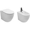 RIVESHOP - KAIROS set wc filomuro + coprivaso + bidet filomuro in ceramica 56x36 cm - 1399002+1399402+1399202
