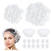 XURJUMI 100 Pezzi paraorecchie Doccia impermeabili et 100 Pezzi Cuffie Doccia Cuffie Doccia, Trasparente Cuffie Orecchio con fascia elastica, per casa e hotel, Bagno, Spa,ect,Cuffie Capelli Cuffie