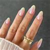 AstraGlam 24 pezzi unghie finte alla francese forma a mandorla Aurora nude lucide unghie finte media lunghezza cromate smaltate per donne