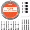 VEVOR Kit di Cavi Metallici da 3,2 mm, Lunghezza 12,2 m, Cavo in Acciaio Inossidabile 316, Resistenza alla Rottura 7,1 KN, Struttura a 7 x 7 Fili, per Sistema di Ringhiere per Ponti, Luci a Stringa