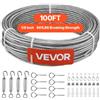 VEVOR Kit di Cavi Metallici da 3,2 mm, Lunghezza 30,5 m, Cavo in Acciaio Inossidabile 304, Resistenza alla Rottura 2,9 KN, Struttura a 7 x 7 Fili, per Sistema di Ringhiere per Ponti, Luci a Stringa