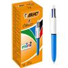 Bic4 Colours Mini Penna a Scatto, Punta Media 1,0 mm, Formato Pocket 4 Colori di Inchiostro in una Penna, Confezione da 12