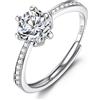JeweBella Anelli Donna Argento 925 Regolabili Anello Argento Anello Fidanzamento Fedine Anelli con Zirconia Cubica Anello Promessa Amicizia Matrimonio Anello Argento Anniversario Regalo Gioielli