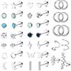 JeweBella 19Paia Piccoli Orecchini Acciaio Chirurgico Zirconia Helix Stella Luna Ipoallergenico A Cerchio Piercing Flatback Set per Donna Uomo