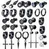 JeweBella 15Paia Orecchini Uomo Acciaio Inossidabile Orecchini a Cerchio Argento Orecchini Pendenti con Croce Piercing Cartilage Zirconi Orecchini Set Punk Orecchino Nero/Argento per Uomo Donna