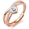 JeweBella Anello Donna Argento 925 Regolabile Cuore Stella Zirconia Cubica Fidanzamento Matrimonio Promessa Anello Anniversario Regalo Donne Argento Oro Rosa