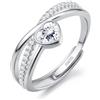 JeweBella Anello Donna Argento 925 Regolabile Cuore Stella Zirconia Cubica Fidanzamento Matrimonio Promessa Anello Anniversario Regalo Donne Argento Oro Rosa
