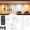 Vloee Luci Armadio Ricaricabili con Telecomando - 2400mAh Dimmerabile Faretti LED Adesivi Senza Fili Luce Vetrina USB Lampada Sottopensile Cucina LED a Batteria Faretto LED Interno per Parete Guardaroba