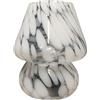 Relaxdays Lampada da Tavolo a Fungo, Vetro, Touch, Batteria, Bianca, 24x16x16 cm