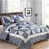 VIVILINEN Set copripiumino trapuntato, 3 pezzi, motivo patchwork floreale, reversibile, per letto matrimoniale/queen size, con federe (grigio, matrimoniale/queen size (221 x 238,8 cm)