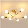 Goeco Lampadario Industriale, Lampada da Soffitto E27 in Ferro Vintage, Plafoniera Sputnik Moderno in Oro per Camera da Letto, Soggiorno, Cucina, E27, Diametro 60 cm (Senza Lampadina)