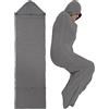 YILFUN Sacco a Pelo con Cappuccio Portatile, Coperta Confortevole per Campeggio e Rilassamento, Coccodrillo per Adulti e Bambini, Grigio (Adulto, A)