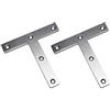 Tiberham Piastra di riparazione a forma di T, 120 x 120 mm, staffe angolari in acciaio inox, resistenti e piatte, supporto di fissaggio, piastra di riparazione (confezione da 2)