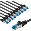 goobay 66044 Cavo di rete CAT 6A in set/cavo patch schermato S/FTP/CU Ethernet, PiMF, LSZH/Cat 6a con 10 Gbit/nero, 10 x 1 m