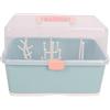 Keenso Organizer per Scatola di Immagazzinaggio per Stendino per Biberon con Coperchio Antipolvere per la Casa del Bambino (Verde oliva)