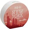 speecheese Salvadanaio con bel motivo e testo - Trip to New York in rosso (c3g)