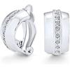 Bling Jewelry Singola Riga Di Cristallo Largo Mezzo Cerchio Clip Su Orecchini Per Le Donne Non Forate Orecchie Lucidato Tono Argento Placcato Ottone
